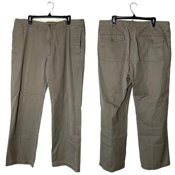 Vintage Banana Republic Men's 36x34 Flat Front Straight Leg Chino Brown Pants - Picture 1 of 14